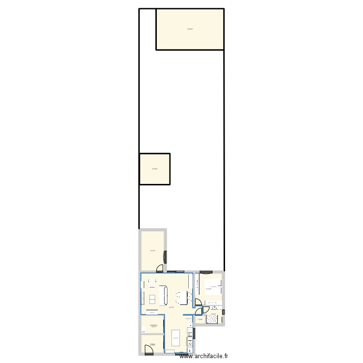 Plan maison. Plan de 9 pièces et 131 m2