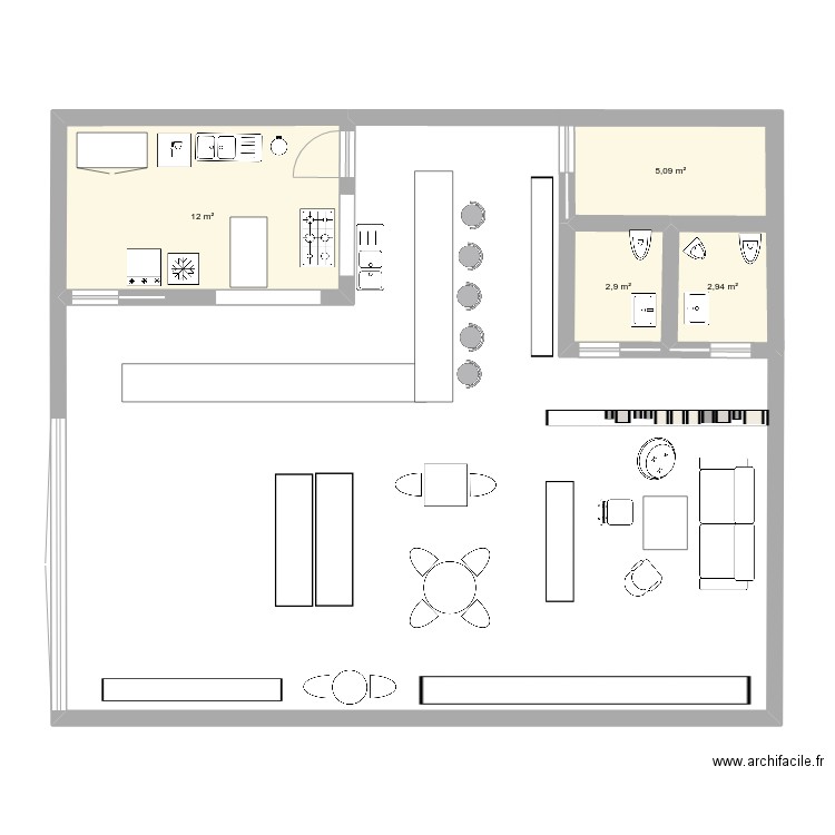 Local saint Alban. Plan de 4 pièces et 23 m2