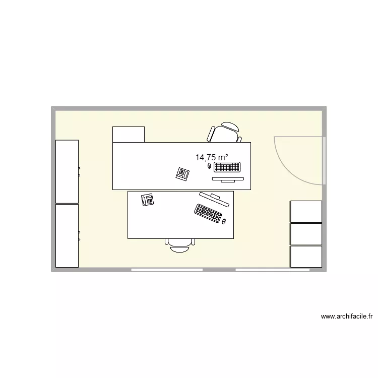 BUREAU DG V2. Plan de 1  et 15 m²