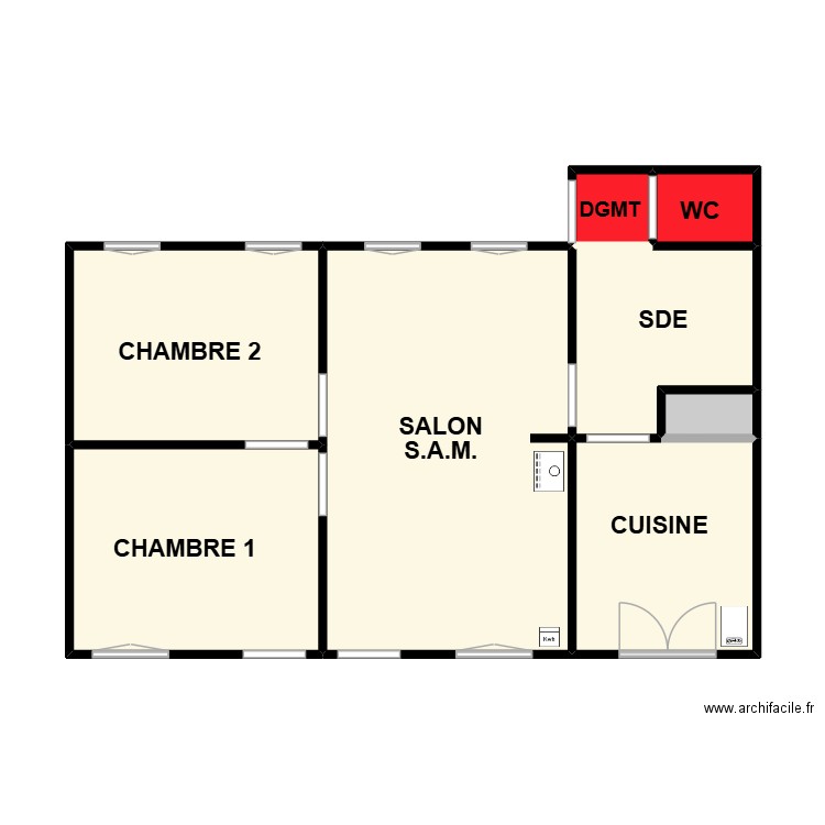BERTIN MAUGEAIS. Plan de 8 pièces et 58 m2