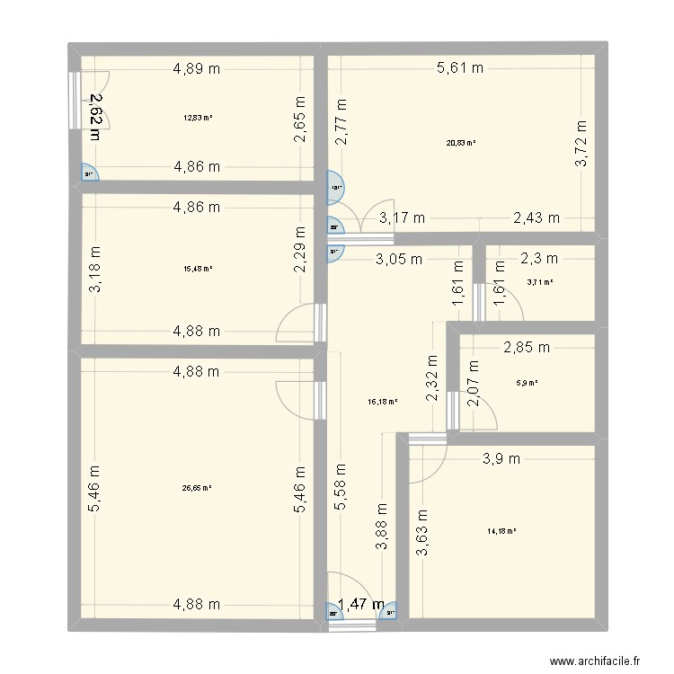 AHLEM. Plan de 8 pièces et 116 m2