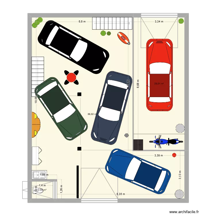 BAT LPV VOITURES. Plan de 3  et 117 m²
