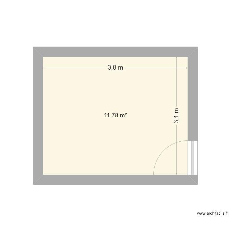 croqui emplacement uaa mathis. Plan de 1 pièce et 12 m2