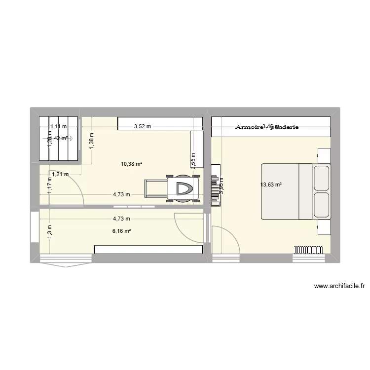 Projet Brayer - Pasquet. Plan de 4 Pièces et 32 m²