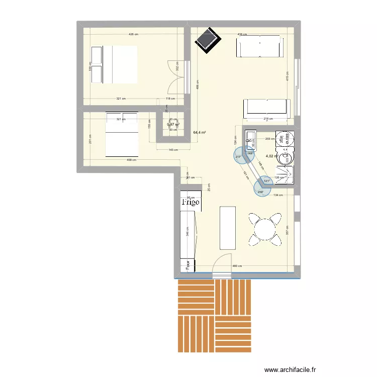 LXV - agrandissement. Plan de 