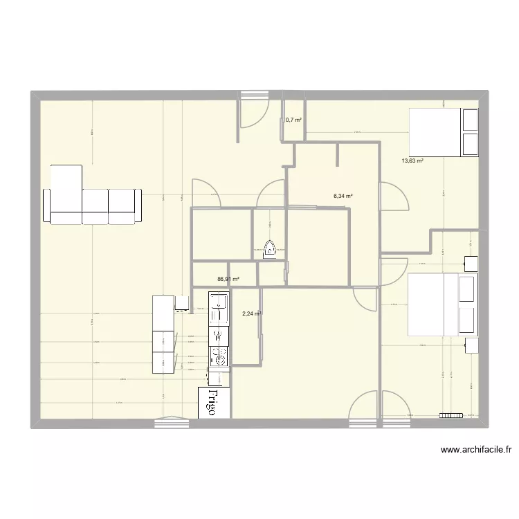 plan T4 - 1. Plan de 5  et 110 m²