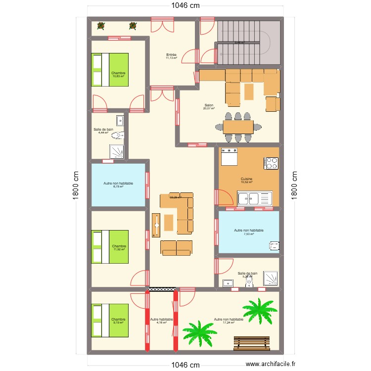 MOMAR R+1 VERS 2. Plan de 14 pièces et 162 m2