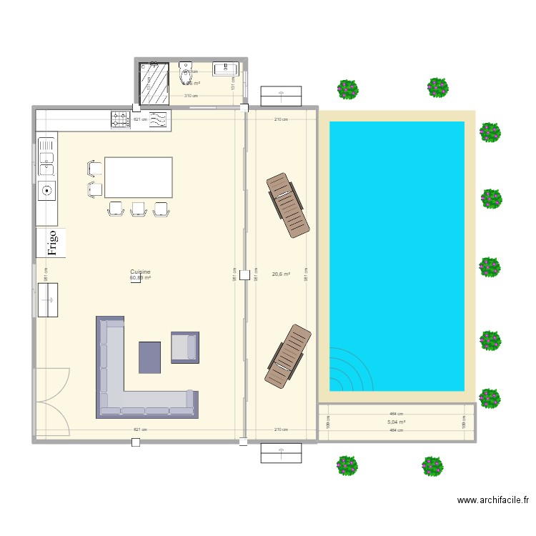 piscine terrasse 1. Plan de 4 pièces et 91 m2
