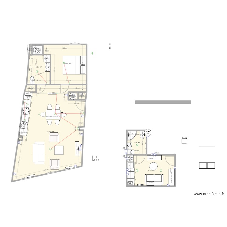STUDIO BONSECOURS sdb 2. Plan de 10 pièces et 69 m2