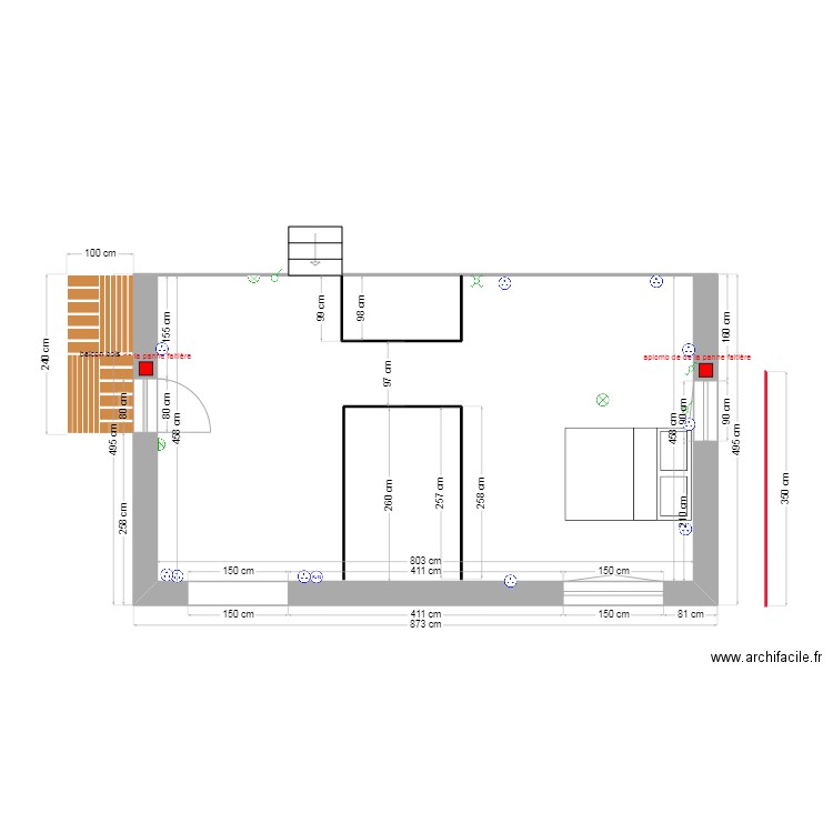 étagesudélec. Plan de 2 pièces et 37 m2