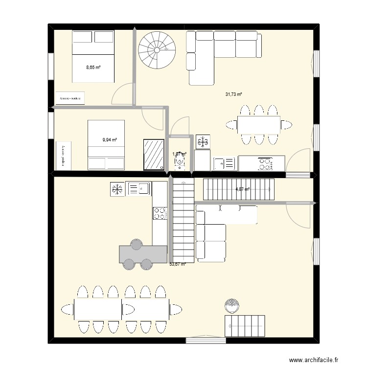 barOC R+1 2. Plan de 6 pièces et 110 m2