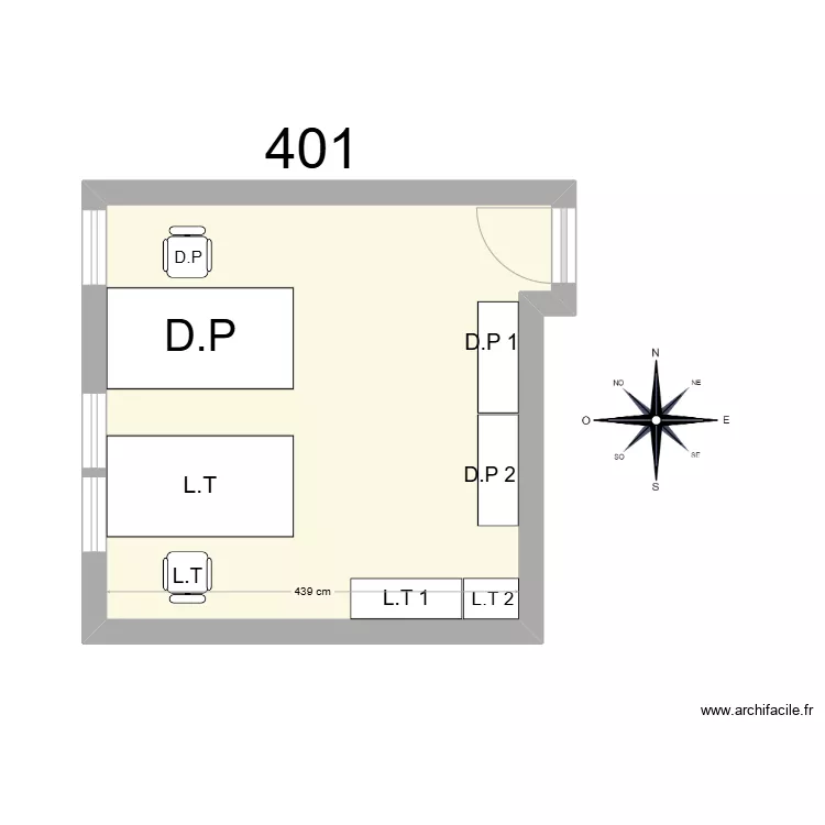 Bureau R 401 - D. PAIN et L.THEVENIN. Plan de 
