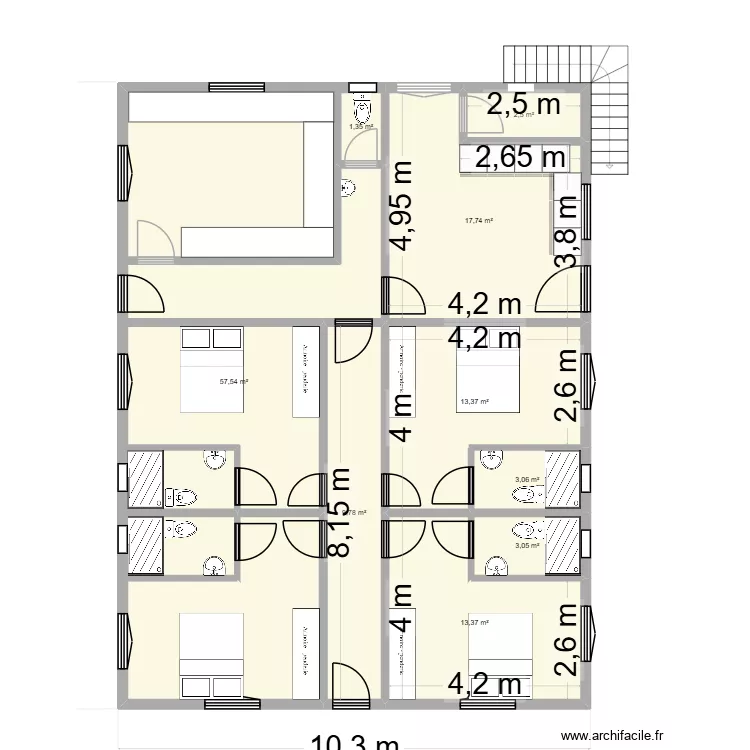 PROJET MAISON 1 V3. Plan de 9  et 122 m²