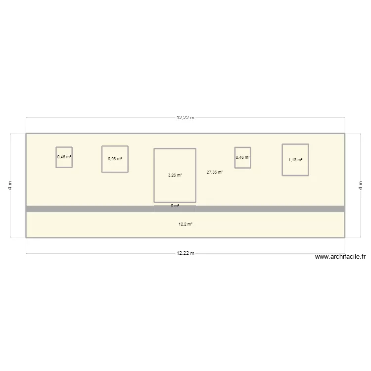 facade arriere. Plan de 8  et 52 m²