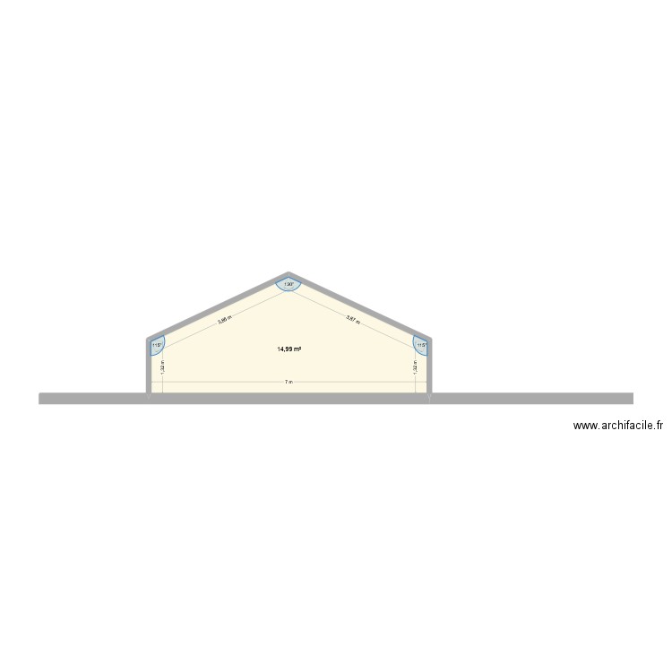 PCMI3_plandecoupe. Plan de 1 pièce et 15 m2