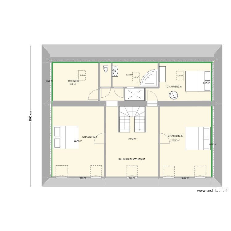 CAROLE & LUDO  PROJET   2° ETAGE 2. Plan de 12 pièces et 108 m2