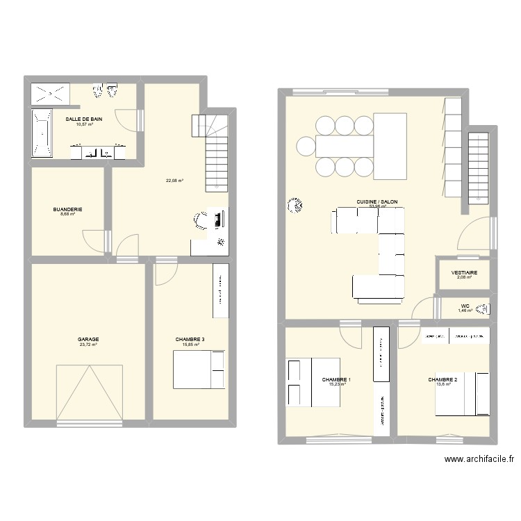 alouette. Plan de 10 pièces et 167 m2