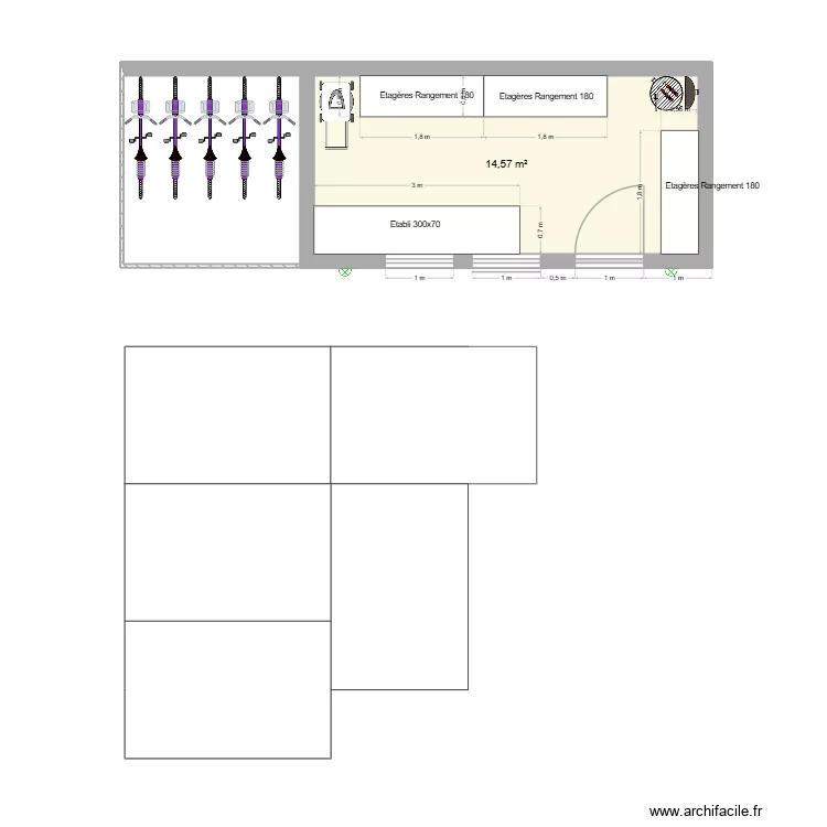 Cabanon. Plan de 1 pièce et 15 m²
