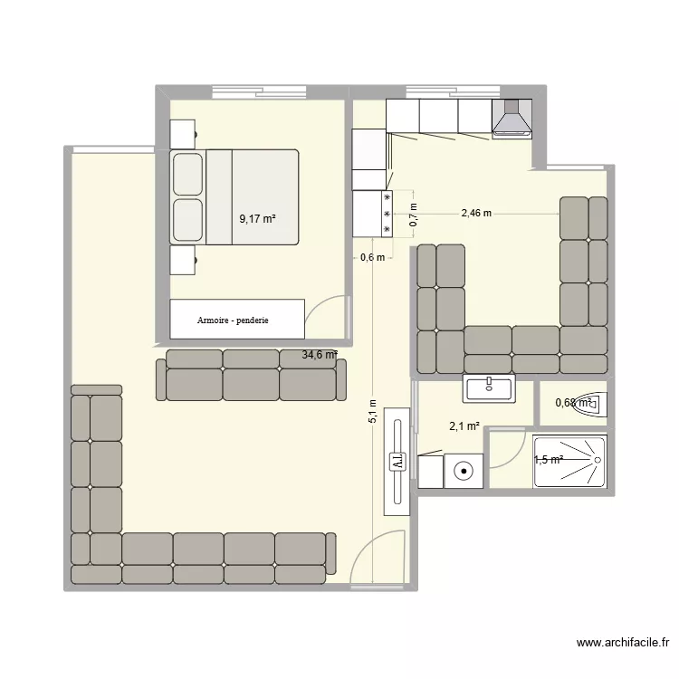 Project Oasis 60. Plan de 5 Pièces et 48 m² Project Oasis 60. Plan de 5 Pièces et 48 m²