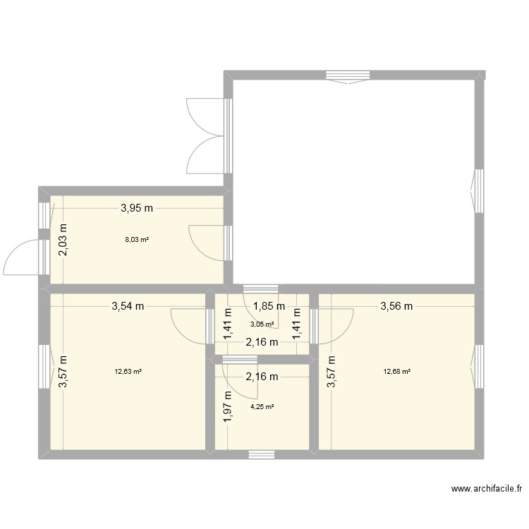 ouaga. Plan de 5 pièces et 41 m2