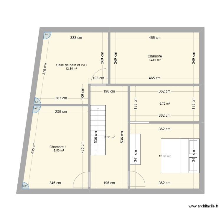 étage visé version 2.0. Plan de 6 pièces et 68 m2