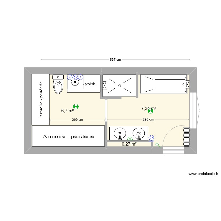 sdb paradis V6 modif. Plan de 0 pièce et 0 m2