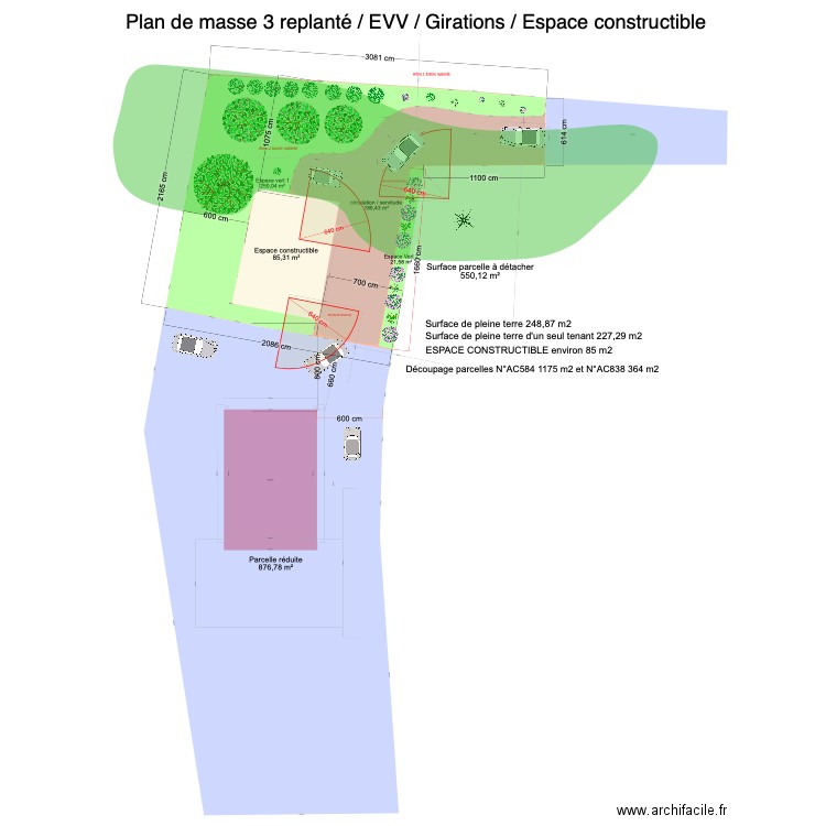 PLAN DE MASSE 3 . Plan de 1 pièce et 102 m2