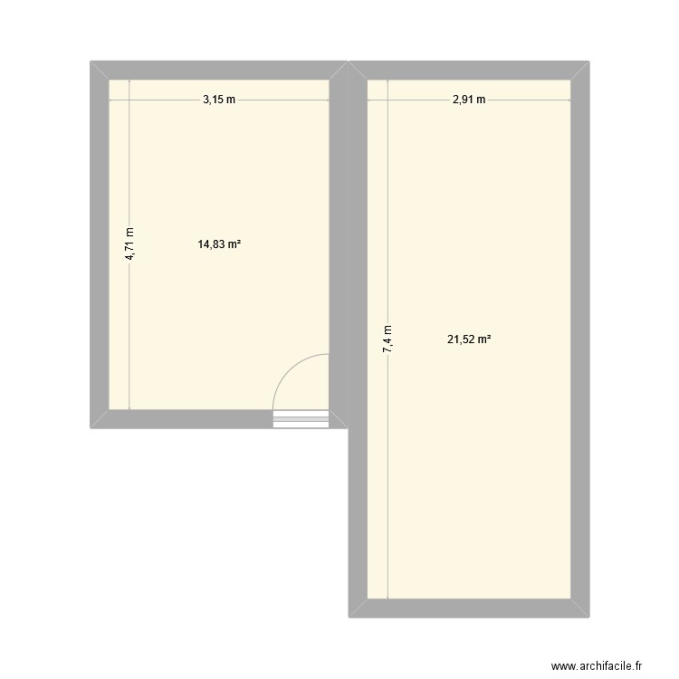 Ielo. Plan de 2 pièces et 36 m2