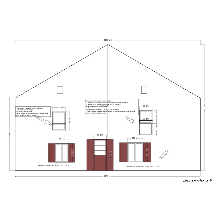 FACADE OUEST projetee. Plan de 0 pièce et 0 m2