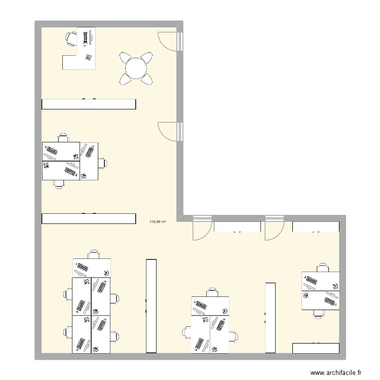 Bureau Equipements. Plan de 1 pièce et 117 m2