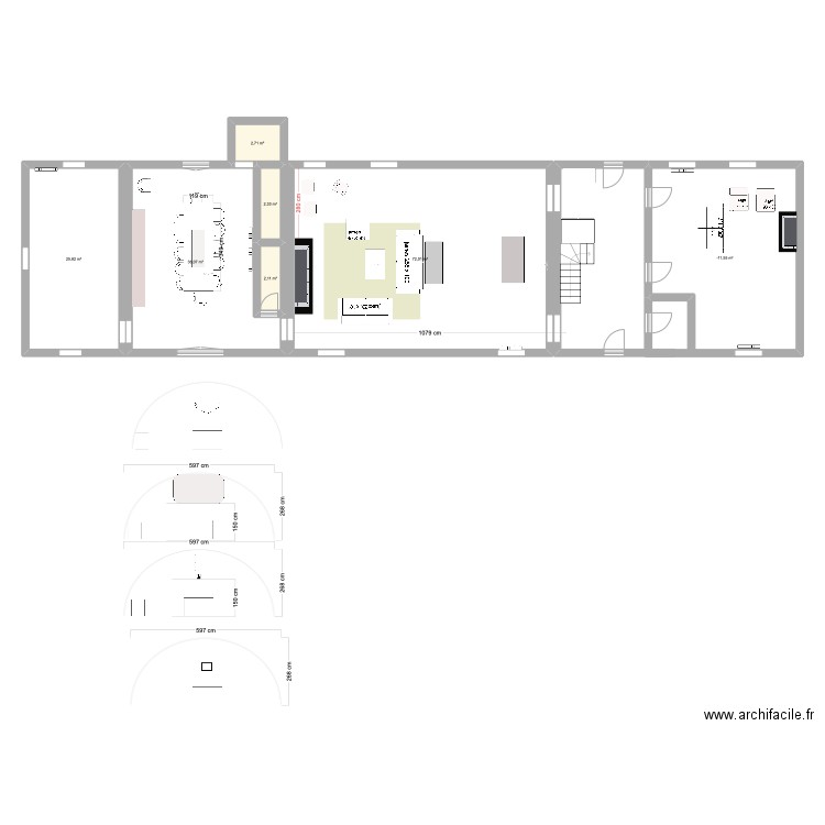 SAM TOUVOYE. Plan de 4 pièces et 47 m2