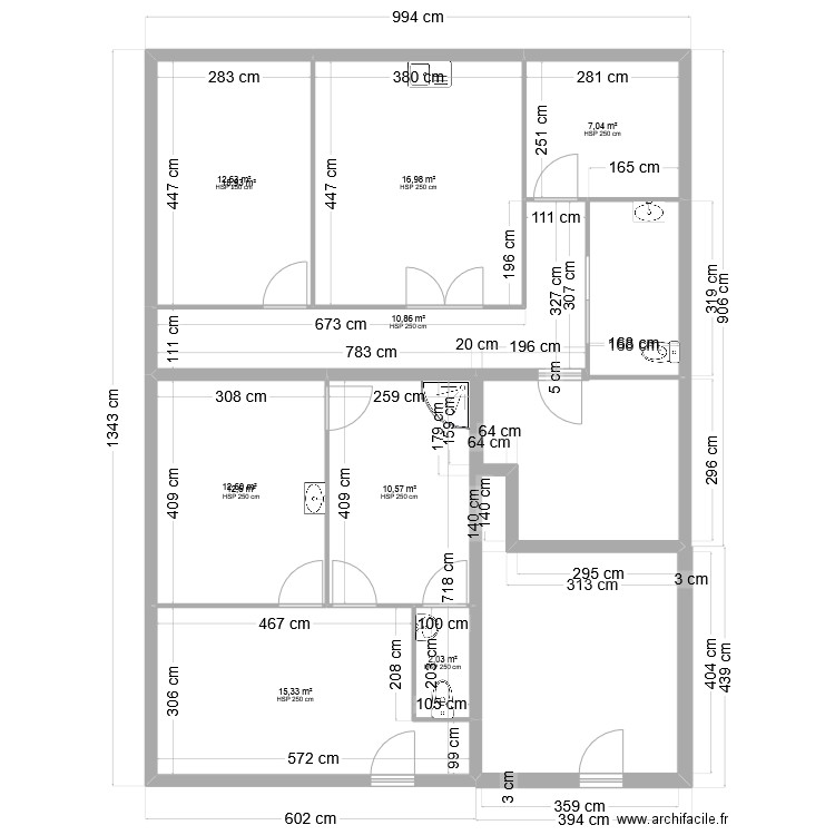 onglerie. Plan de 8 pièces et 88 m2
