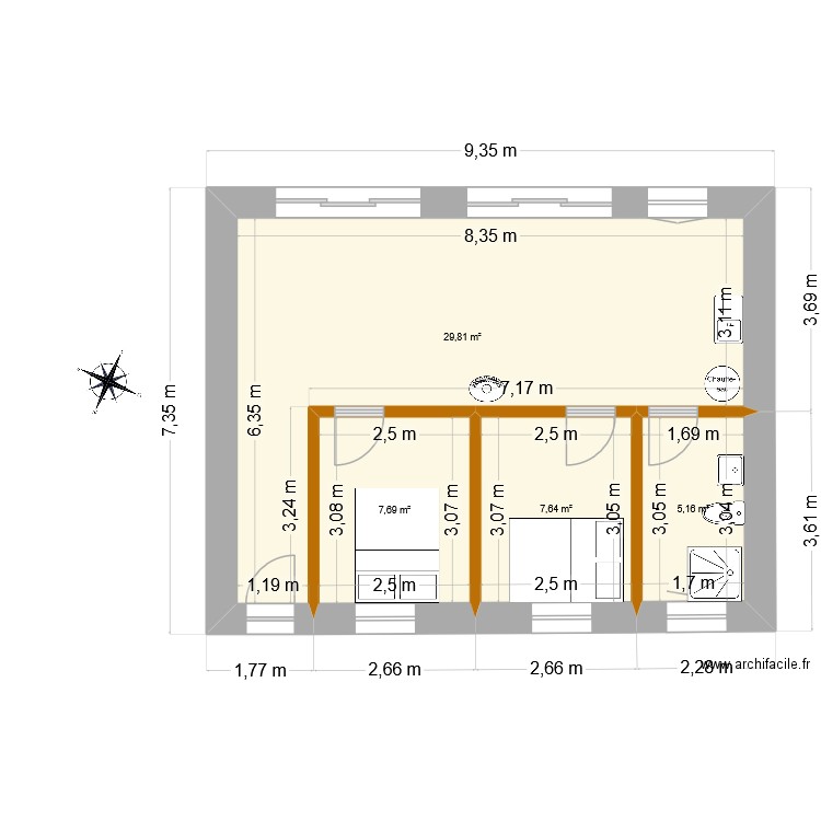 Maison Coquin 4. Plan de 4 pièces et 50 m2