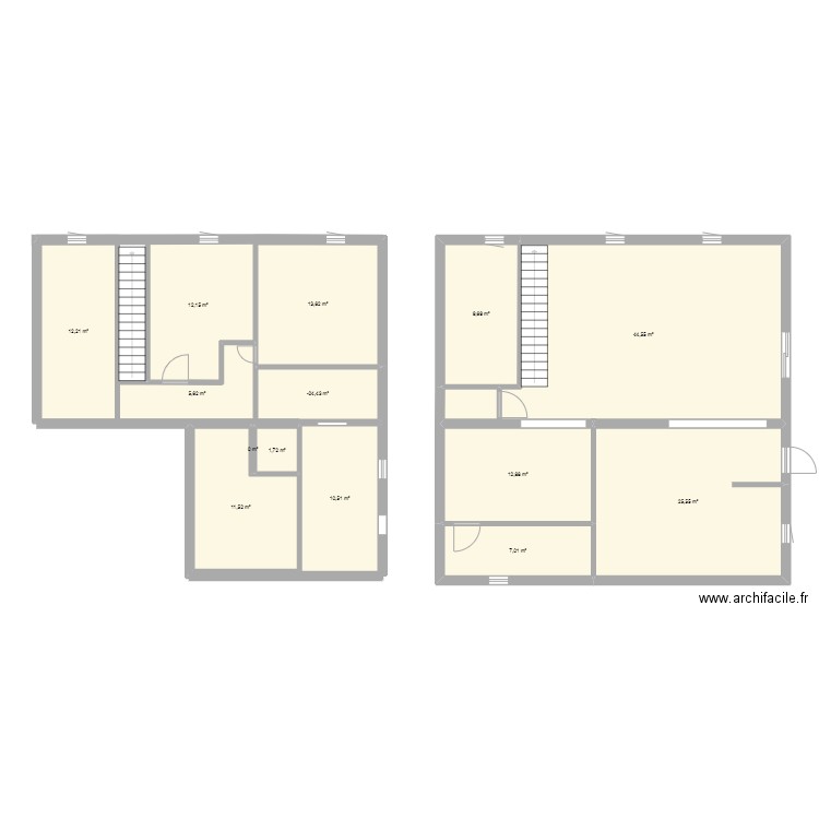 projection maison. Plan de 14 pièces et 173 m2