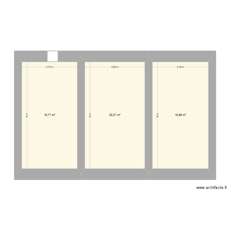 R+2. Plan de 3 pièces et 58 m2