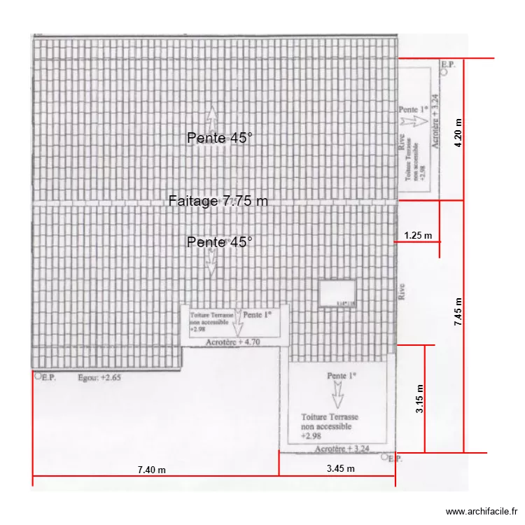 toiture pihen les guines. Plan de 