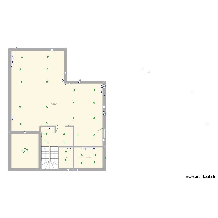 rvp. Plan de 4 pièces et 93 m2