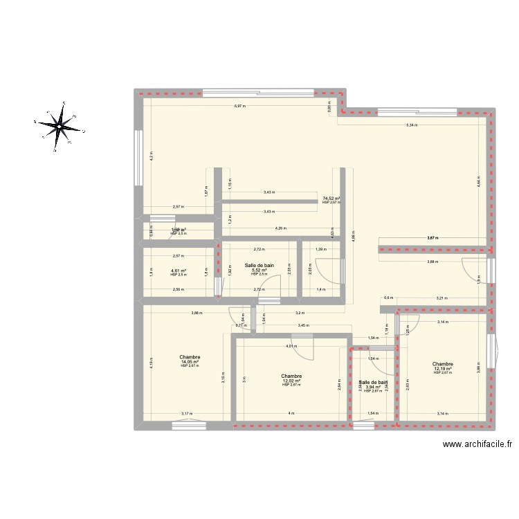 maison. Plan de 8 pièces et 129 m2