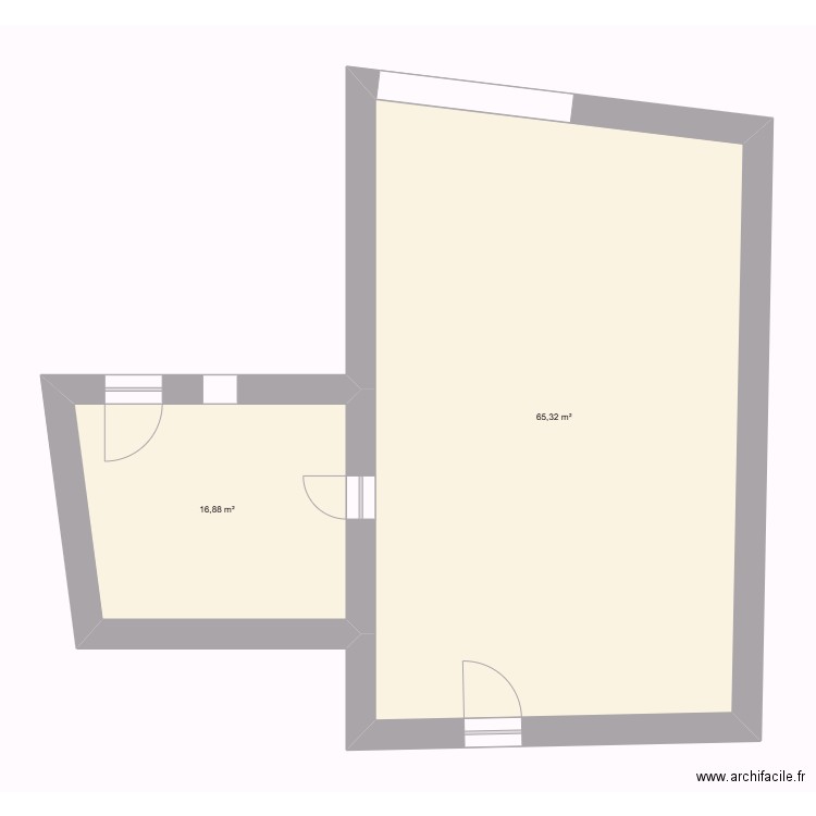 ag_base_rdc. Plan de 2 pièces et 82 m2