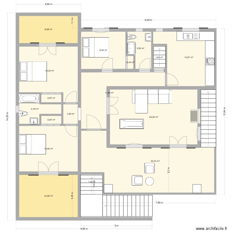 Deusto. Plan de 30 pièces et 348 m2