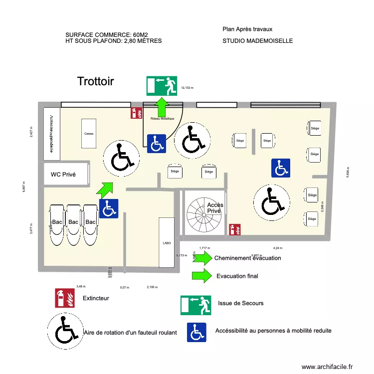 nouveau de janvier 2026 3D extincteur. Plan de 4 pièces et 66 m²