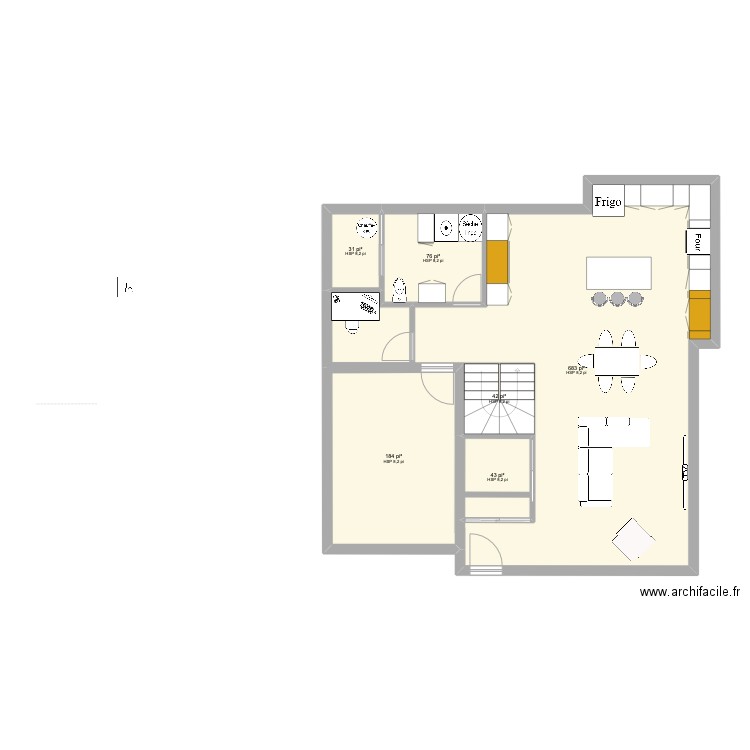 Sherrington. Plan de 6 pièces et 102 m2
