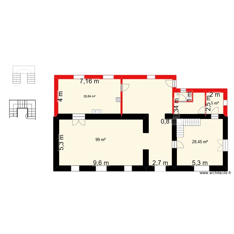 essai nicolas. Plan de 4 pièces et 161 m2