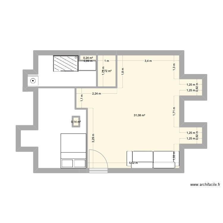Appartement Lons 3. Plan de 4 pièces et 33 m2