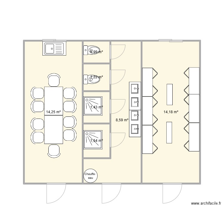 SOTERLY CHANTIER VILLEURBANNE. Plan de 7 pièces et 42 m2