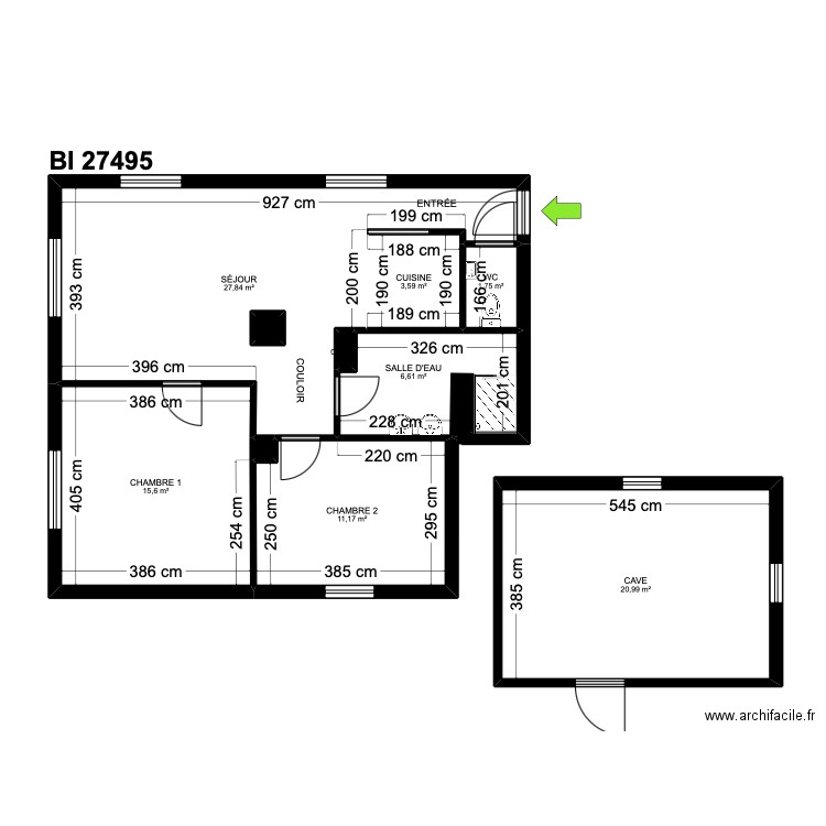 BI 27495. Plan de 10 pièces et 89 m2