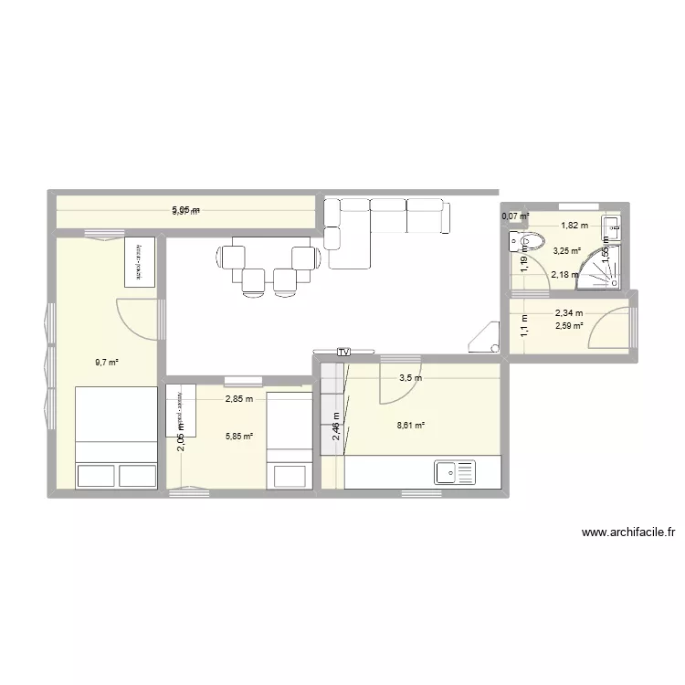 nax le Croux 20 A. Plan de 7 pièces et 33 m²