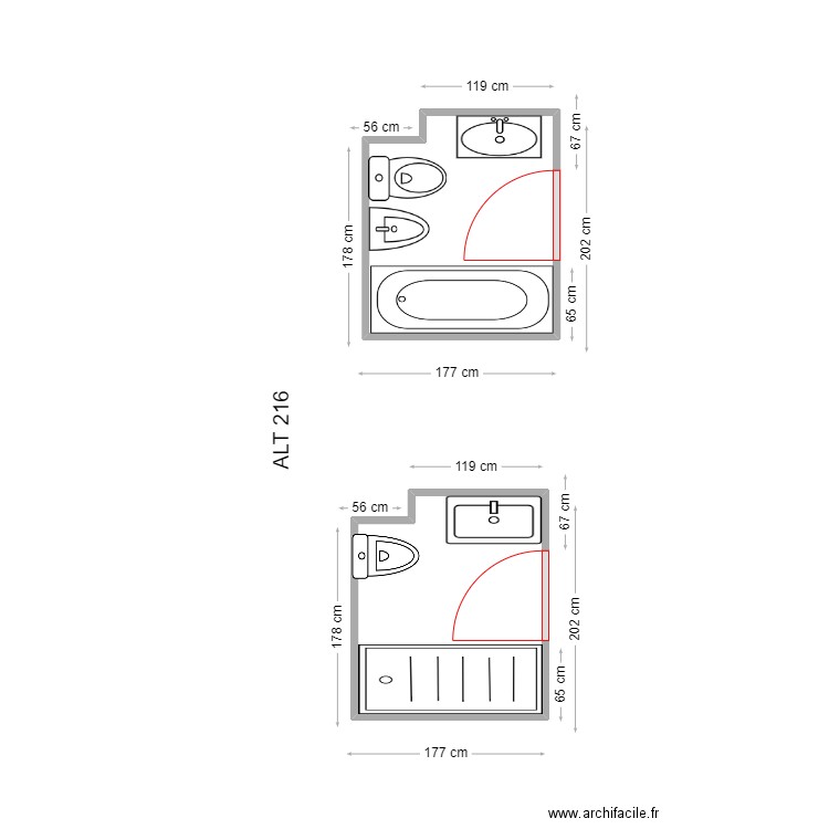 PLOU. Plan de 2 pièces et 6 m2
