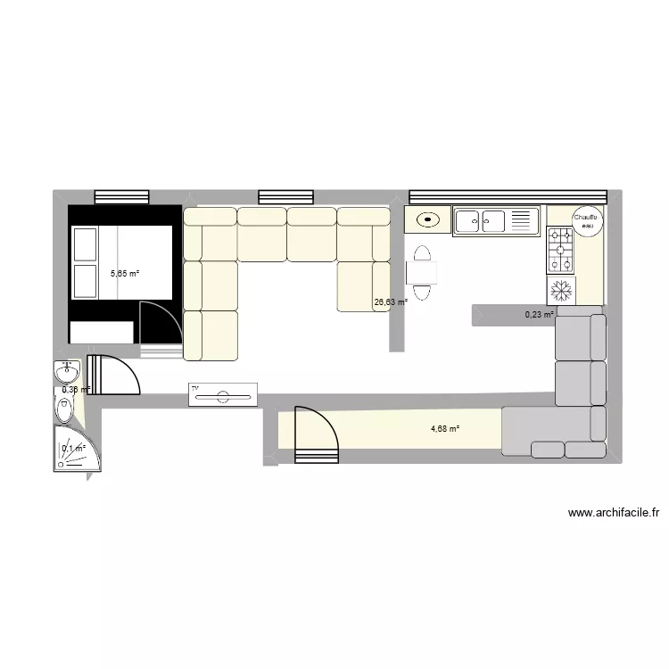 maison yassine c. Plan de 6  et 39 m²