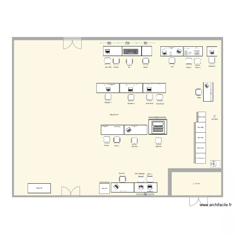 Projet Chanel Janvier 2026. Plan de 2 pièces et 193 m²